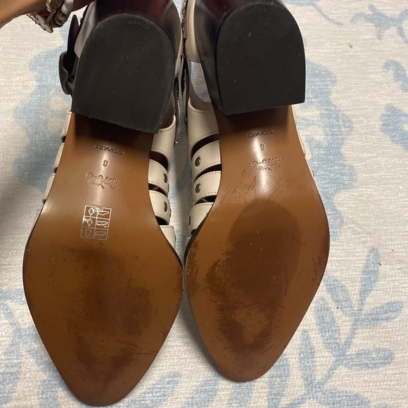 Coach Pheobe White Leather Buckle Cut Rockstud Pointy-Toe Bootie Boots 8 - Picture 9 of 10